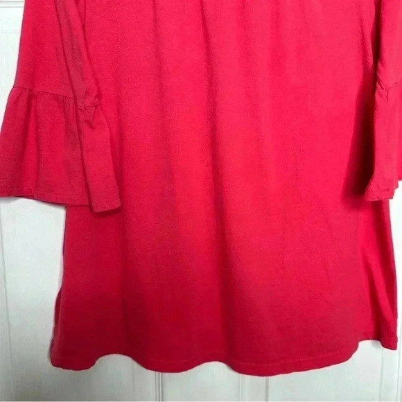 Old Navy Tunic Shirt Flowy Bell  Sleeves Pinkish Red Size Large (10-12) - Picture 14 of 16